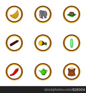 Sri Lanka symbol icons set. Cartoon style set of 9 Sri Lanka symbol vector icons for web design. Sri Lanka symbol icons set, cartoon style