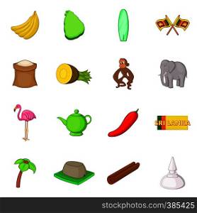 Sri Lanka travel icons set. Cartoon illustration of 16 Sri Lanka travel vector icons for web. Sri Lanka travel icons set, cartoon style
