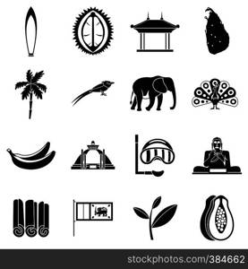 Sri Lanka travel icons set. Simple illustration of 16 Sri Lanka travel vector icons for web. Sri Lanka travel icons set, simple style