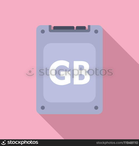 SSD disk icon flat vector. Solid machine memory. Card memory mobile. SSD disk icon flat vector. Solid machine memory