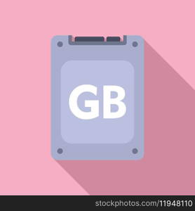 SSD disk icon flat vector. Solid machine memory. Card memory mobile. SSD disk icon flat vector. Solid machine memory