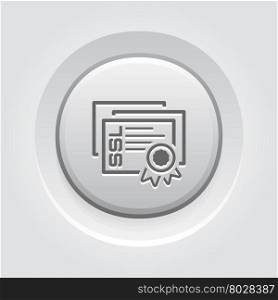 SSL Certificates Icon. Flat Design.. SSL Certificates Icon. Flat Design Grey Button Design