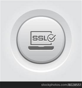 SSL Certified Protection Icon. Flat Design.. SSL Certified Protection Icon. Flat Design Grey Button Design