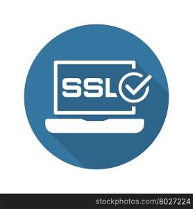 SSL Certified Protection Icon. Flat Design.. SSL Certified Protection Icon. Flat Design Long Shadow