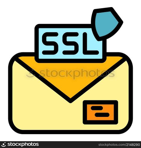 Ssl email icon. Outline ssl email vector icon color flat isolated. Ssl email icon color outline vector