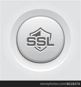 SSL Protection Icon. Flat Design.. SSL Protection Icon. Flat Design Grey Button Design