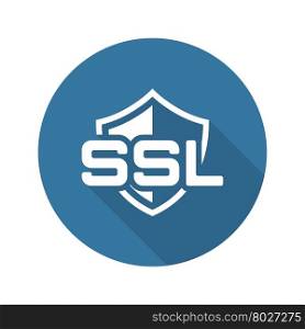 SSL Protection Icon. Flat Design.. SSL Protection Icon. Flat Design Long Shadow