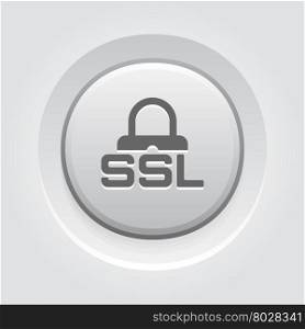 SSL Secured Icon. Flat Design.. SSL Secured Icon. Flat Design Grey Button Design