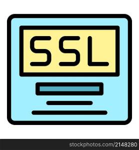 Ssl security icon. Outline ssl security vector icon color flat isolated. Ssl security icon color outline vector