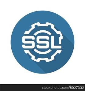 SSL Settings Icon. Flat Design.. SSL Settings Icon. Flat Design Long Shadow