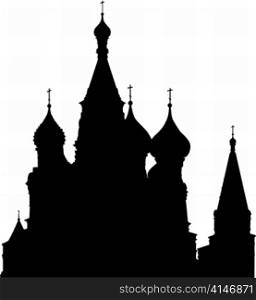 St. Basil&rsquo;s Cathedral silhouette on Red Square, Moscow, Russia. Vector illustration.