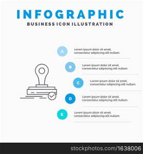 St&, Clone, Press, Logo Line icon with 5 steps presentation infographics Background