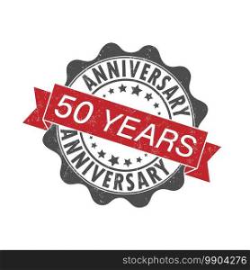 St&impression with the inscription 50 years ANNIVERSARY. Old worn vintage st&. Stock vector illustration