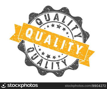 St&impression with the inscription QUALITY. Old worn vintage st&. Stock vector illustration.