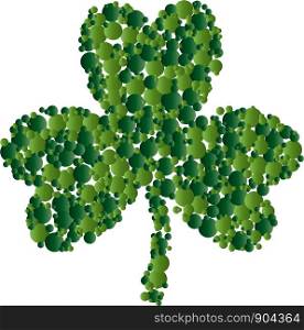 St. Patrick card with green clover leaf consisting of circles