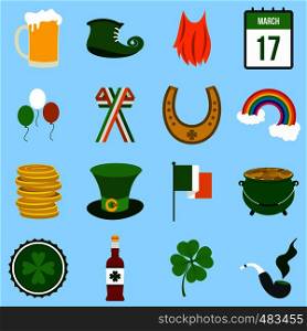 St Patrick Day flat icons set for web and mobile devices. St Patrick Day flat icons