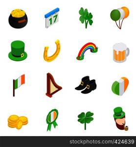St Patrick Day isometric 3d icons set isolated on white background. St Patrick Day isometric 3d icons