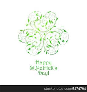 St. Patrick&rsquo;s background With Design Ornate Clover And Text