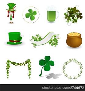 St. Patrick&rsquo;s Day design elements, icons on white background