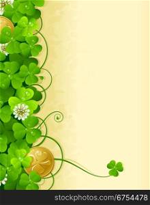 St. Patrick&rsquo;s Day frame with clover and golden coin