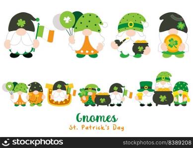 St. Patrick&rsquo;s Day Gnomes Falt Clipart