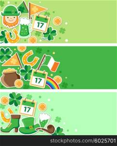 St. Patrick&rsquo;s Day green banners. Vector illustration.