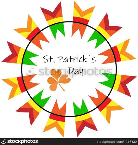 St. Patrick&rsquo;s Day lettering in abstract round flag pattern on a white background. EPS 10. St. Patrick&rsquo;s Day lettering in abstract round flag pattern on a white background.