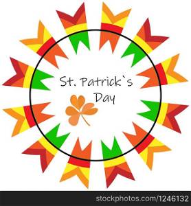 St. Patrick&rsquo;s Day lettering in abstract round flag pattern on a white background. EPS 10. St. Patrick&rsquo;s Day lettering in abstract round flag pattern on a white background.