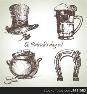 St. Patrick&rsquo;s Day set. Hand drawn illustrations