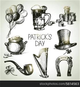St. Patrick&rsquo;s Day set. Hand drawn illustrations