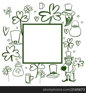 St Patrick&rsquo;s Day vector frame. Sketch illustration.