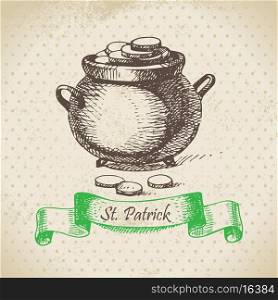 St. Patrick's Day vintage background. Hand drawn illustration