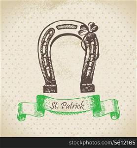 St. Patrick&rsquo;s Day vintage background. Hand drawn illustration