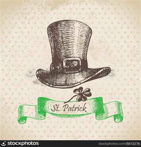 St. Patrick&rsquo;s Day vintage background. Hand drawn illustration