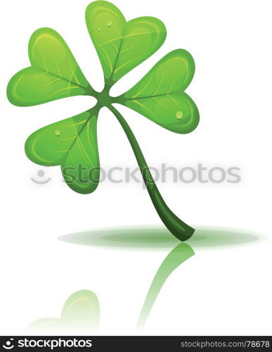 St. Patrick's Holidays Four Leaf Clover. Illustration of a cartoon elegant four leaf clover, lucky charm symbol and irish mascot for st. patrick's holidays