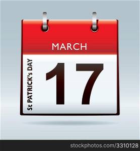St Patrick s Day Calendar icon with red top and drop shadow