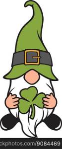 St Patrick s day gnome with three leaves clover. Saint Patricks Day design. 