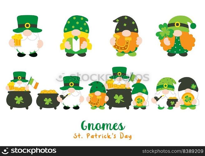 St. Patrick’s Day Gnomes Falt Clipart