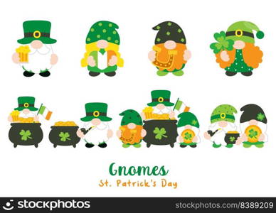 St. Patrick’s Day Gnomes Falt Clipart