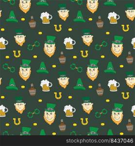 St Patrick’s Day hand drawn doodle Seamless pattern, vector illustration background.. St Patrick’s Day hand drawn doodle Seamless pattern, vector illustration background