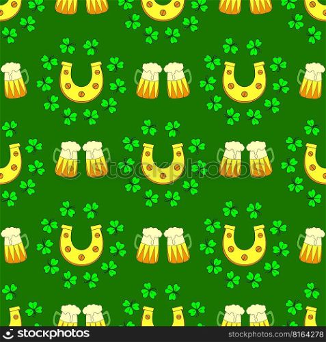 St. patrick’s day pattern. Wrapping paper design for patrick’s day. Green background. Clover and shamrock.. St. patrick’s day pattern. Wrapping paper design for patrick’s day. Green background. Clover and shamrock