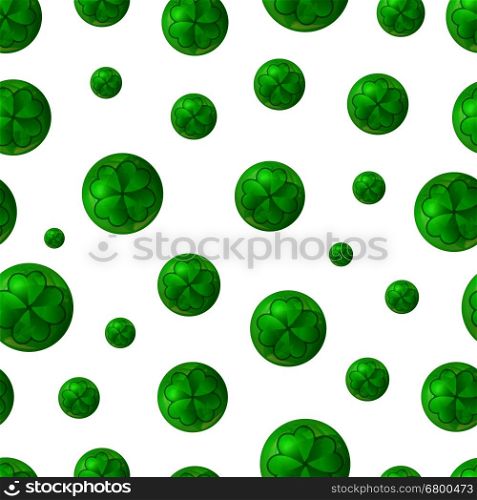 St Patricks Day clover seamless pattern on white background. Vector illustration.. St Patricks Day clover seamless pattern