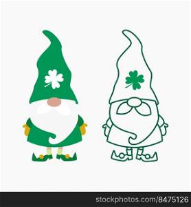 St patricks day gnomes shamrock. Green leprechaun hats. St patrick s day Irish gnomes outline.. St patricks day gnomes shamrock. Green leprechaun hats. St patrick s day Irish gnomes outline