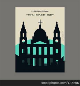 St paul's Cathedral London, UK Vintage Style Landmark Poster Template