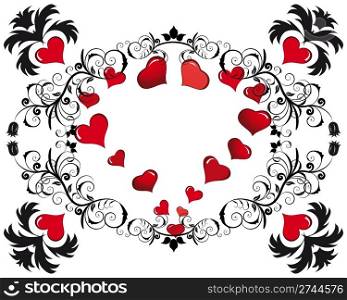 St. Valentine Day floral background with hearts