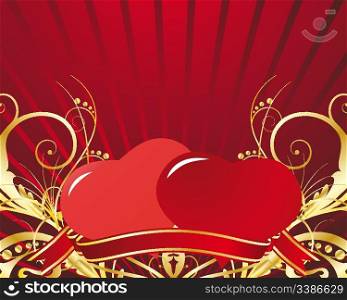 St. Valentine Day greeting card with hearts