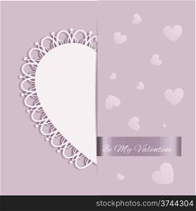 St Valentine Day Heart Shape Greeting Card on Purple Color Background