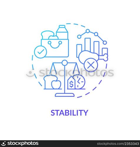 Stability blue gradient concept icon. Constant availability. Food security basic definitions abstract idea thin line illustration. Isolated outline drawing. Myriad Pro-Bold fonts used. Stability blue gradient concept icon