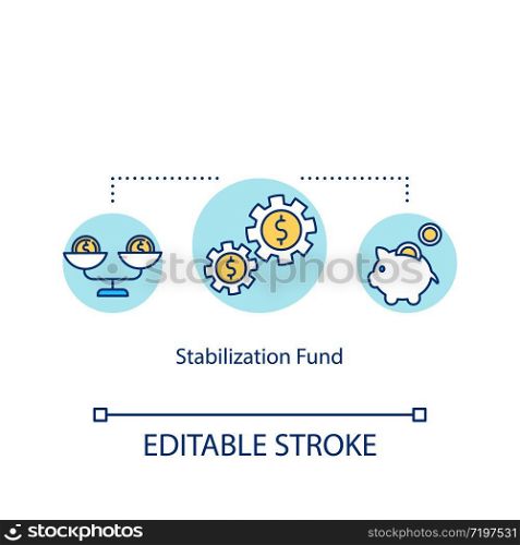 Stabilization fund concept icon. Financial crisis management, prevention idea thin line illustration. National economy maintenance mechanism. Vector isolated outline RGB color drawing. Editable stroke