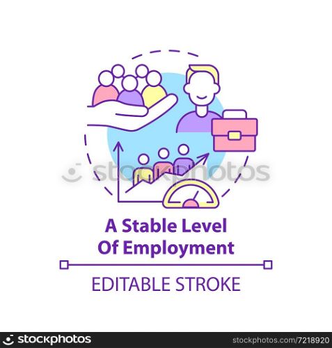Stable level of employment concept icon. Social entrepreneurship abstract idea thin line illustration. Job market and rate. Economy growth. Vector isolated outline color drawing. Editable stroke. Stable level of employment concept icon